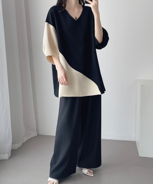 ABITOKYO（アビトーキョー）の「バイカラーバルーン袖ブラウス（シャツ/ブラウス・レディース・ベージュ/ブラック・M/L/XL）」の8枚目の写真
