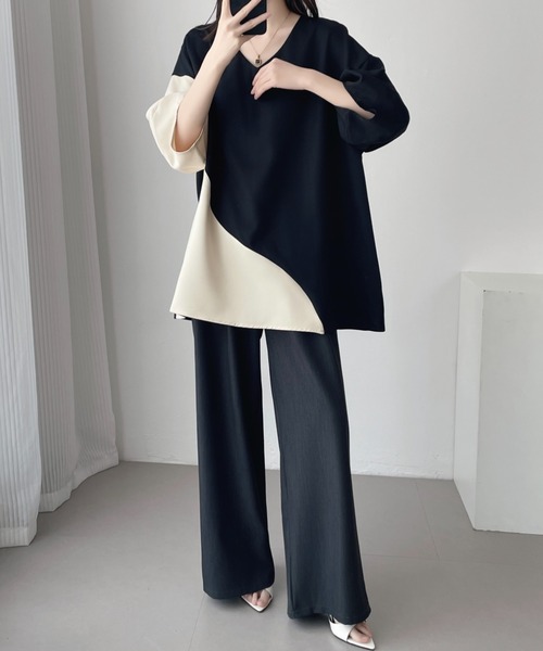 ABITOKYO（アビトーキョー）の「バイカラーバルーン袖ブラウス（シャツ/ブラウス・レディース・ベージュ/ブラック・M/L/XL）」の13枚目の写真