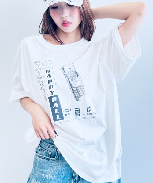 セール】【HAPPY CALL】ガラケープリントビックTシャツ（Tシャツ
