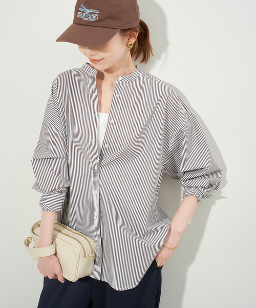 ROYAL NAVY(ロイヤルネイビー)の「《追加》ROYAL NAVY/ロイヤルネイビー SLOBE別注 バンドカラーシャツ(シャツ/ブラウス・レディース・スカイブルー/ブラウン/ピンク・FREE)」の1枚目の写真