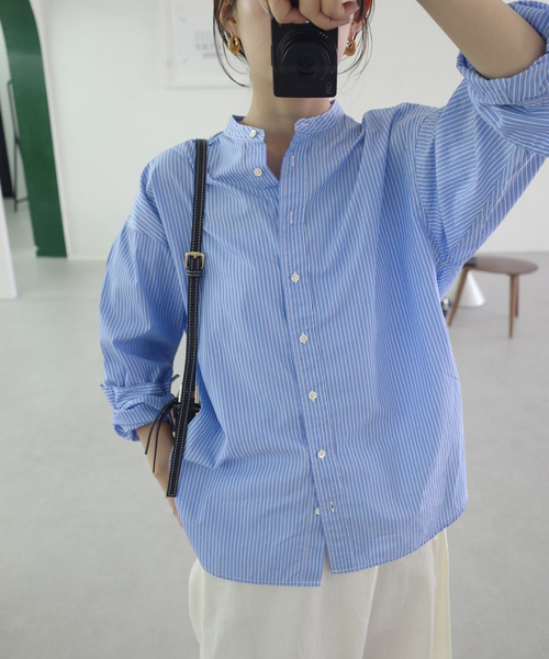 ROYAL NAVY(ロイヤルネイビー)の「《追加》ROYAL NAVY/ロイヤルネイビー SLOBE別注 バンドカラーシャツ(シャツ/ブラウス・レディース・スカイブルー/ブラウン/ピンク・FREE)」の2枚目の写真