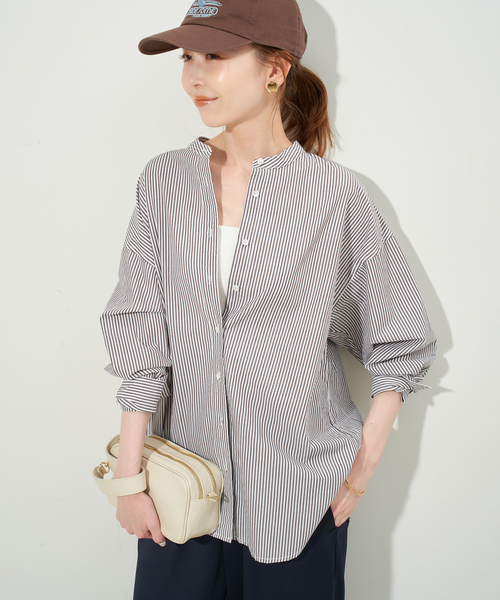 ROYAL NAVY(ロイヤルネイビー)の「《追加》ROYAL NAVY/ロイヤルネイビー SLOBE別注 バンドカラーシャツ(シャツ/ブラウス・レディース・スカイブルー/ブラウン/ピンク・FREE)」の4枚目の写真