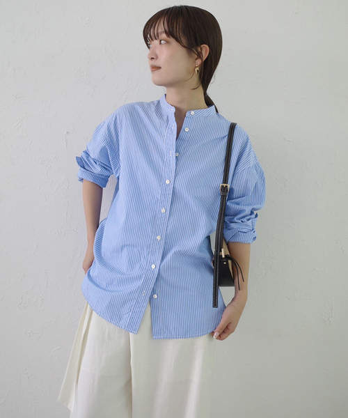 ROYAL NAVY(ロイヤルネイビー)の「《追加》ROYAL NAVY/ロイヤルネイビー SLOBE別注 バンドカラーシャツ(シャツ/ブラウス・レディース・スカイブルー/ブラウン/ピンク・FREE)」の5枚目の写真
