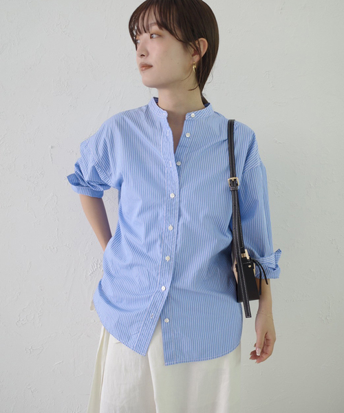 ROYAL NAVY(ロイヤルネイビー)の「《追加》ROYAL NAVY/ロイヤルネイビー SLOBE別注 バンドカラーシャツ(シャツ/ブラウス・レディース・スカイブルー/ブラウン/ピンク・FREE)」の6枚目の写真