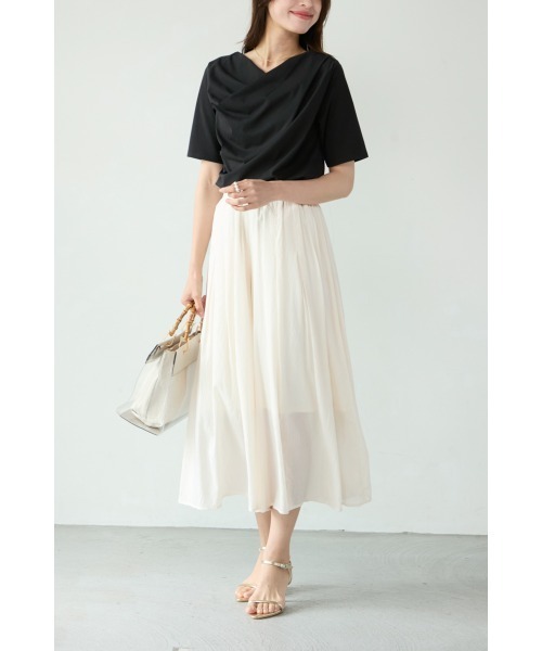 M.deux（エムドゥ）の「【ドレープカットソー】（Tシャツ/カットソー・レディース・オフホワイト/ブラック・MEDIUM）」の4枚目の写真