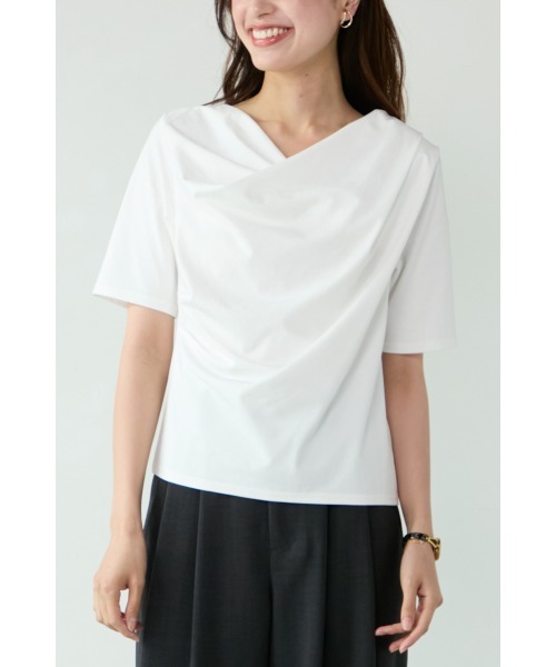 M.deux（エムドゥ）の「【ドレープカットソー】（Tシャツ/カットソー・レディース・オフホワイト/ブラック・MEDIUM）」の5枚目の写真