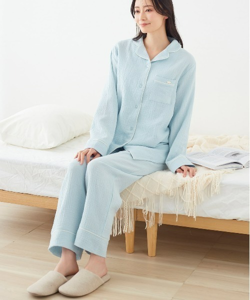 tutuanna（チュチュアンナ）の「綿100％ ふんわりやさしいダブルガーゼパジャマ（ルームウェア/パジャマ・レディース・ラベンダー/ピンク系その他/ブルー/チャコール/ネイビー/ベージュ系7/サックスブルー/ライトグレー・LL/L/M/S/XS(XS)/XXL/LL/LL/2XL/XS）」の6枚目の写真