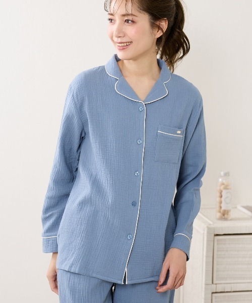 tutuanna（チュチュアンナ）の「綿100％ ふんわりやさしいダブルガーゼパジャマ（ルームウェア/パジャマ・レディース・ラベンダー/ピンク系その他/ブルー/チャコール/ネイビー/ベージュ系7/サックスブルー/ライトグレー・LL/L/M/S/XS(XS)/XXL/LL/LL/2XL/XS）」の7枚目の写真