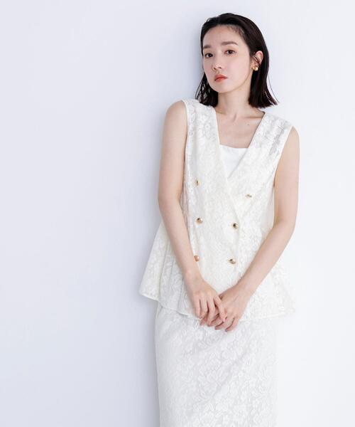 NATURAL BEAUTY BASIC(ナチュラルビューティーベーシック)の「◇メッシュレース SETUP ジレ(その他アウター・レディース・ダークブラウン/オフホワイト/ブラック・FREE)」の2枚目の写真