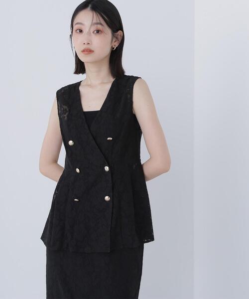 NATURAL BEAUTY BASIC(ナチュラルビューティーベーシック)の「◇メッシュレース SETUP ジレ(その他アウター・レディース・ダークブラウン/オフホワイト/ブラック・FREE)」の3枚目の写真