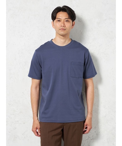 HARUYAMA(ハルヤマ)の「【WEB限定】半袖スロープネック Tシャツ 綿100% 接触冷感 TOKYO RUN(Tシャツ/カットソー・メンズ・ホワイト/チャコールグレー/ブルー/ネイビー/ベージュ・S/LL/L/M)」の5枚目の写真