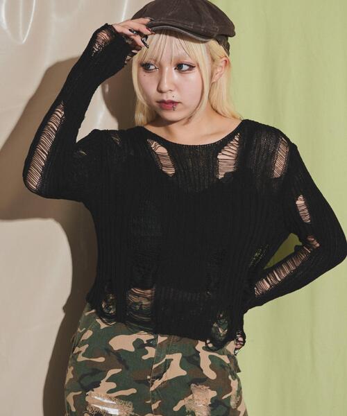 セール】DISPARK/【25年春夏新作】ダメージサマーニット（ニット