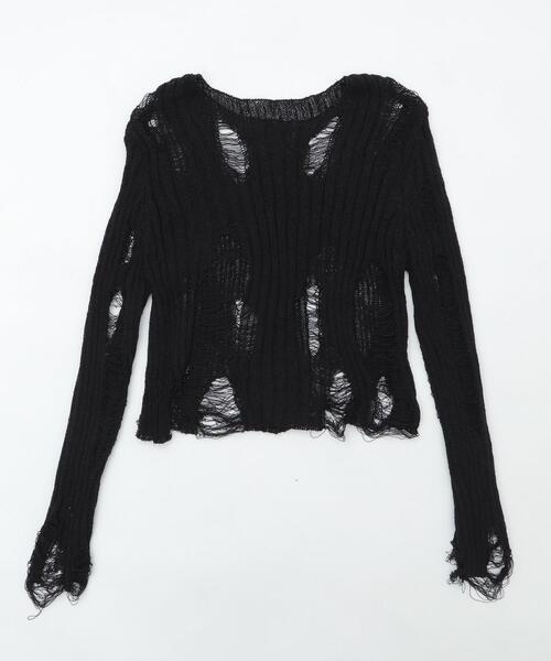 dispark(ディスパーク)の「DISPARK/ダメージサマーニット(ニット/セーター・レディース・ホワイト/ブラック・FREE)」の12枚目の写真