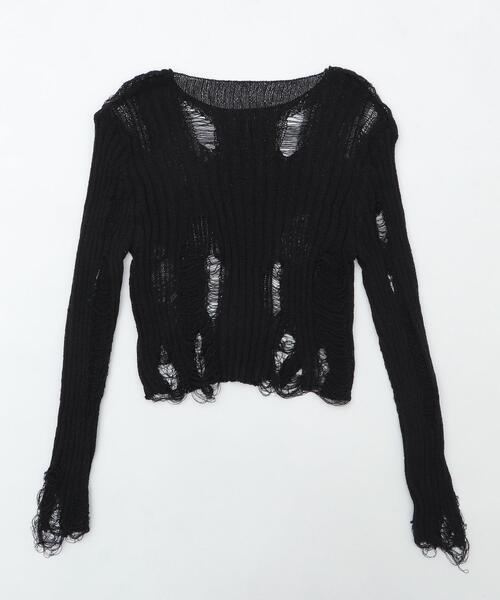 dispark(ディスパーク)の「DISPARK/ダメージサマーニット(ニット/セーター・レディース・ホワイト/ブラック・FREE)」の13枚目の写真