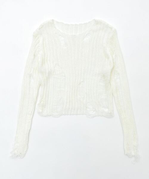 dispark(ディスパーク)の「DISPARK/ダメージサマーニット(ニット/セーター・レディース・ホワイト/ブラック・FREE)」の17枚目の写真