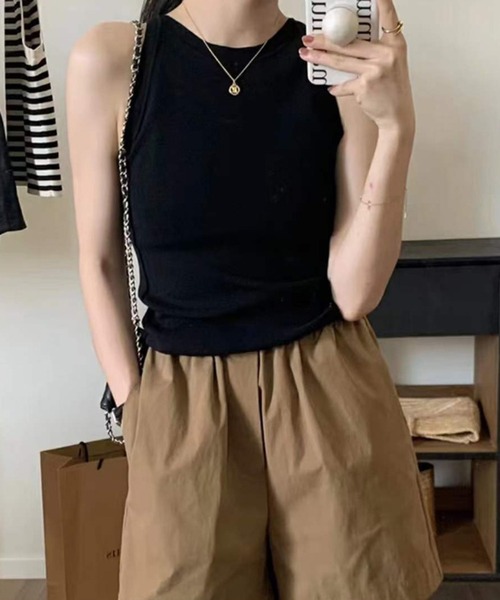 L LABEL(エルラベル)の「アメスリニットタンクトップ(タンクトップ・レディース・ブラック×ベージュ/ホワイト/ベージュ/ベージュ×ブラック/ブラック/ホワイト×ブラック・FREE)」の16枚目の写真