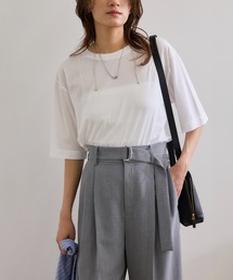 ROPE' | 【洗える】グレイス天竺 5分袖Tシャツ(Tシャツ/カットソー)