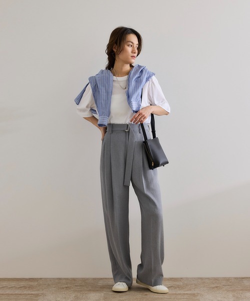 ROPE'（ロペ）の「【洗える】グレイス天竺 5分袖Tシャツ（Tシャツ/カットソー・レディース・ホワイト/ブルー/ブラック・FREE）」の14枚目の写真