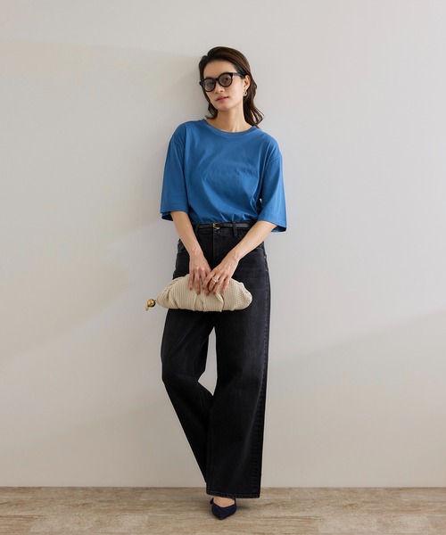 ROPE'（ロペ）の「【洗える】グレイス天竺 5分袖Tシャツ（Tシャツ/カットソー・レディース・ホワイト/ブルー/ブラック・FREE）」の15枚目の写真