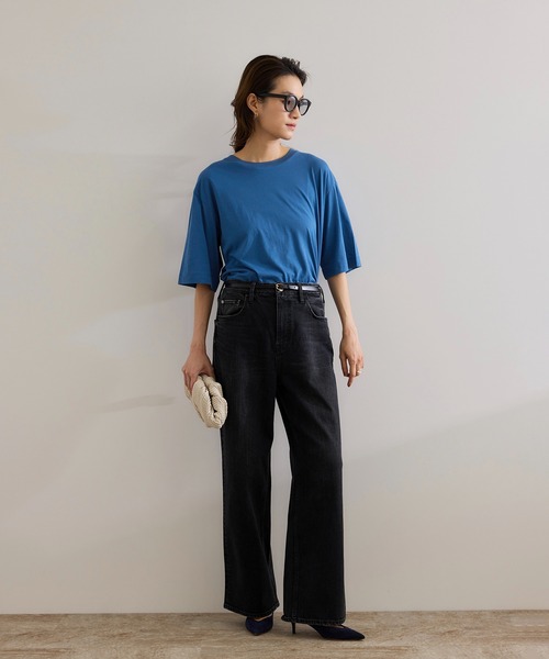 ROPE'（ロペ）の「【洗える】グレイス天竺 5分袖Tシャツ（Tシャツ/カットソー・レディース・ホワイト/ブルー/ブラック・FREE）」の18枚目の写真