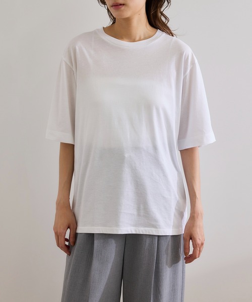 ROPE'（ロペ）の「【洗える】グレイス天竺 5分袖Tシャツ（Tシャツ/カットソー・レディース・ホワイト/ブルー/ブラック・FREE）」の4枚目の写真