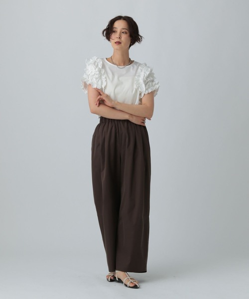 LEPSIM（レプシィム）の「袖フリルデザインプルオーバーSS　574394（Tシャツ/カットソー・レディース・チャコールグレー/オフホワイト/ブルー/カーキ・FREE）」の10枚目の写真
