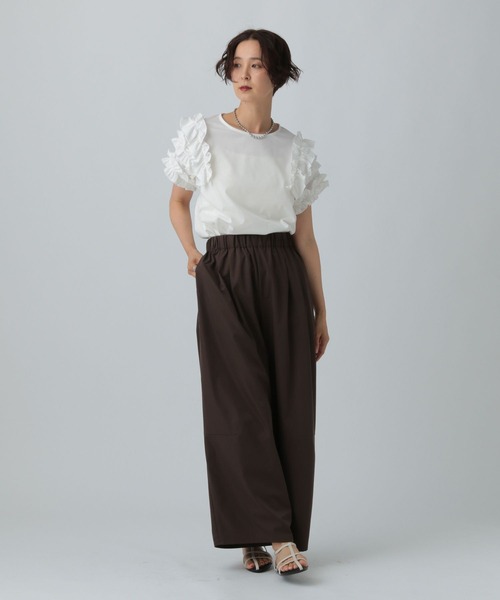 LEPSIM（レプシィム）の「袖フリルデザインプルオーバーSS　574394（Tシャツ/カットソー・レディース・チャコールグレー/オフホワイト/ブルー/カーキ・FREE）」の9枚目の写真