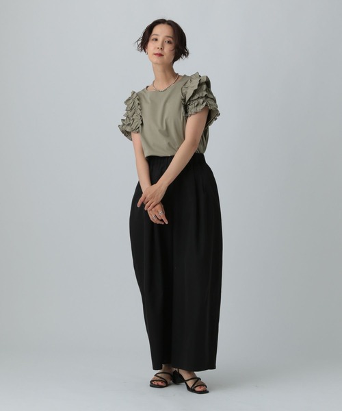 LEPSIM（レプシィム）の「袖フリルデザインプルオーバーSS　574394（Tシャツ/カットソー・レディース・チャコールグレー/オフホワイト/ブルー/カーキ・FREE）」の5枚目の写真
