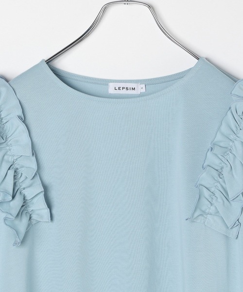 LEPSIM（レプシィム）の「袖フリルデザインプルオーバーSS　574394（Tシャツ/カットソー・レディース・チャコールグレー/オフホワイト/ブルー/カーキ・FREE）」の22枚目の写真