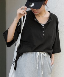 2025MHL 肩ボタンTシャツ カットソー 黒 HALF SLEEVE SMART TEE – Shinzone