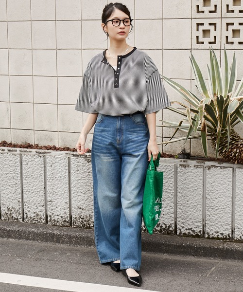 anyway.シリーズ】ヘンリーネック ドロップショルダー オーバーサイズ