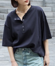 オーバーサイズシャツ ドロップショルダー」に該当するブルー