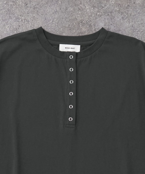 ヘンリーネック ドロップショルダー オーバーサイズ半袖Tシャツ