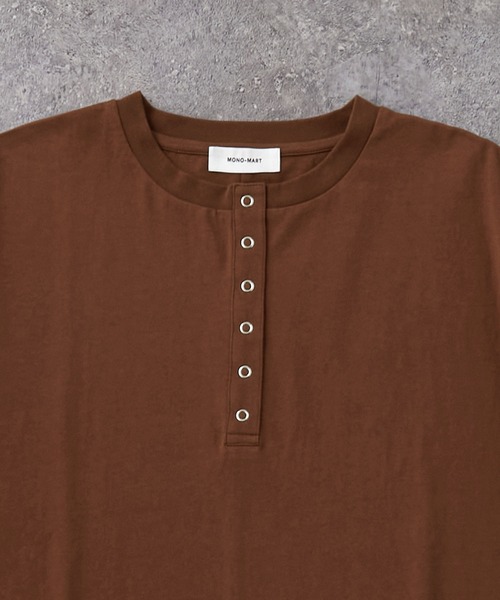 ヘンリーネック ドロップショルダー オーバーサイズ半袖Tシャツ