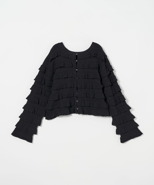 【美品】EMMEL REFINES フリル 2way カーディガン ブラック UNITED ARROWS green label relaxing｜<EMMEL REFINES>EM