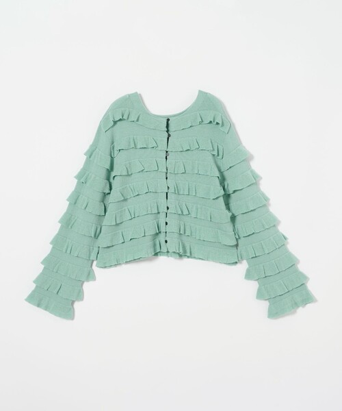 【美品】EMMEL REFINES フリル 2way カーディガン ブラック EMMEL REFINES＞EM ティアード ミニフリル 2WAY カーディガン