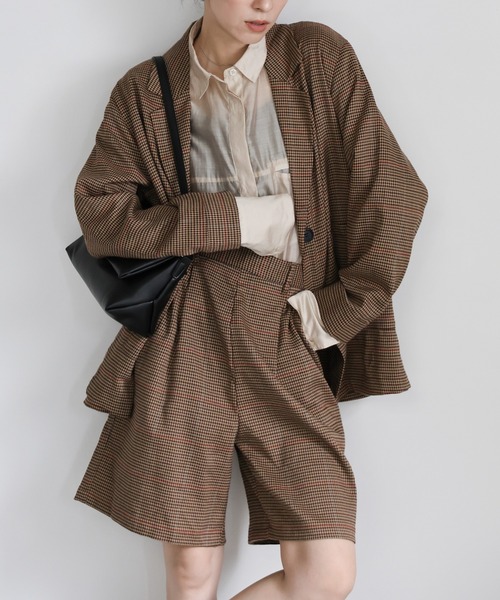 セール】チェック柄テーラードジャケット（テーラードジャケット