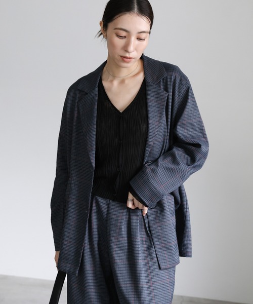 セール】チェック柄テーラードジャケット（テーラードジャケット