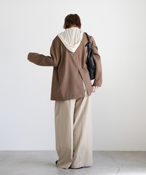 select MOCA（セレクトモカ）の「チェック柄テーラードジャケット（テーラードジャケット・レディース・ブラウン/チャコールグレー・FREE）」の11枚目の写真