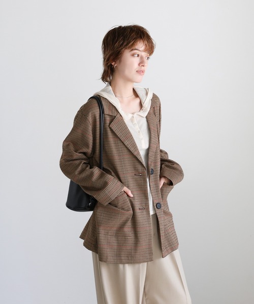 セール】チェック柄テーラードジャケット（テーラードジャケット