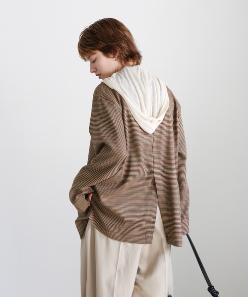 select MOCA（セレクトモカ）の「チェック柄テーラードジャケット（テーラードジャケット・レディース・ブラウン/チャコールグレー・FREE）」の8枚目の写真