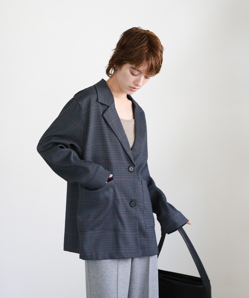 select MOCA（セレクトモカ）の「チェック柄テーラードジャケット（テーラードジャケット・レディース・ブラウン/チャコールグレー・FREE）」の15枚目の写真