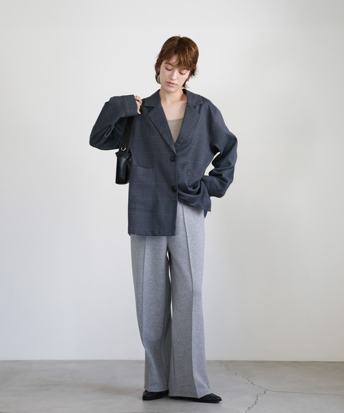 select MOCA（セレクトモカ）の「チェック柄テーラードジャケット（テーラードジャケット・レディース・ブラウン/チャコールグレー・FREE）」の4枚目の写真