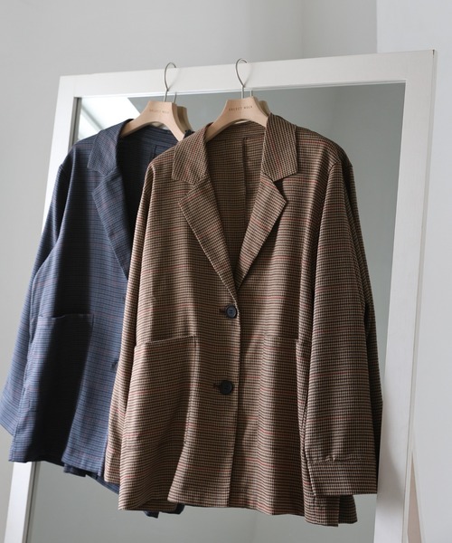 select MOCA（セレクトモカ）の「チェック柄テーラードジャケット（テーラードジャケット・レディース・ブラウン/チャコールグレー・FREE）」の22枚目の写真
