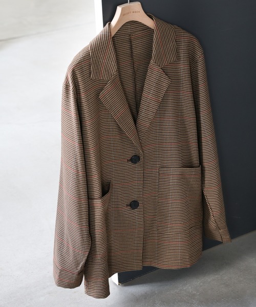 セール】チェック柄テーラードジャケット（テーラードジャケット