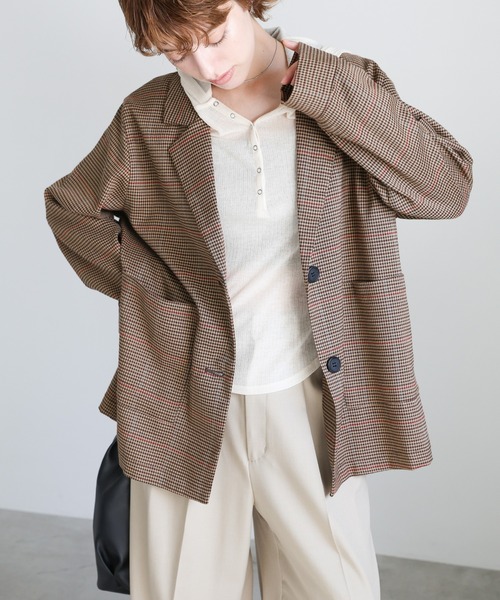 select MOCA（セレクトモカ）の「チェック柄テーラードジャケット（テーラードジャケット・レディース・ブラウン/チャコールグレー・FREE）」の6枚目の写真
