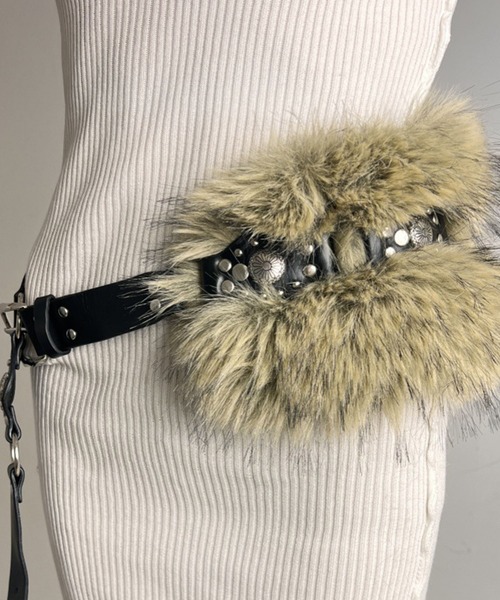 美品 ポアレ poiray ラビットファーベルト 063751-00.jpg