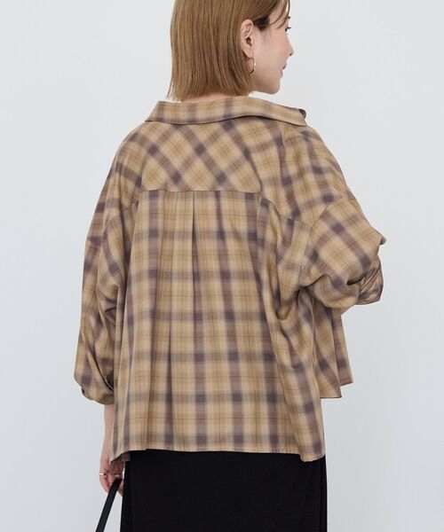 AMERICAN HOLIC（アメリカンホリック）の「イージーケアチェックショート丈シャツ（シャツ/ブラウス・レディース・ブラック/グレー/ベージュ・M/L）」の12枚目の写真