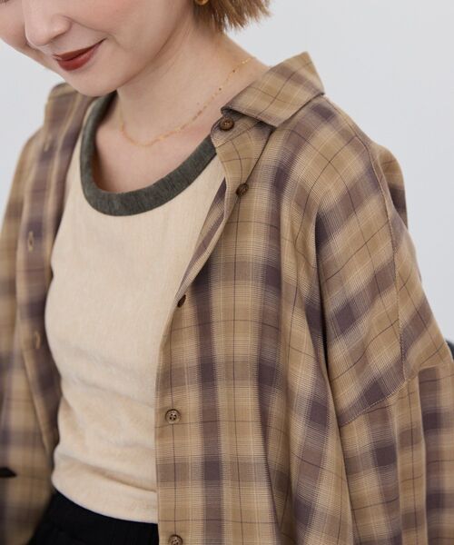 AMERICAN HOLIC（アメリカンホリック）の「イージーケアチェックショート丈シャツ（シャツ/ブラウス・レディース・ブラック/グレー/ベージュ・M/L）」の9枚目の写真