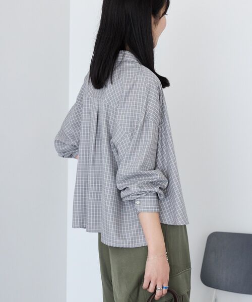 AMERICAN HOLIC（アメリカンホリック）の「イージーケアチェックショート丈シャツ（シャツ/ブラウス・レディース・ブラック/グレー/ベージュ・M/L）」の14枚目の写真